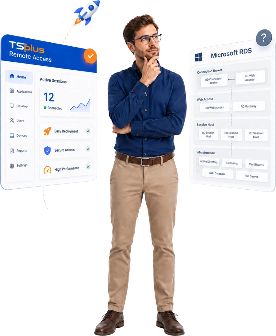 TSplus Remote Access jako alternatywa dla Microsoft RDS — bez CAL-i, jeden serwer zamiast 5 ról